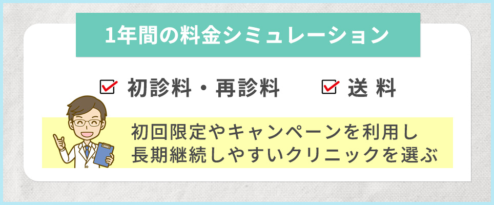 1年間の料金シミュレーションを確認し長期継続できるクリニックを選ぶ