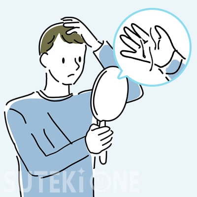 正常な抜け毛の男性のイラスト