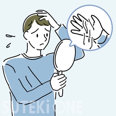 抜け毛が増えてきた男性のイラスト