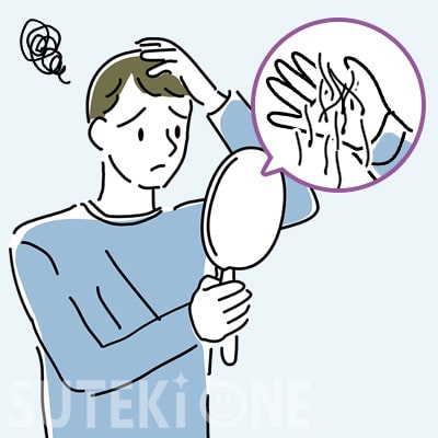 AGAの可能性がある抜け毛量の男性のイラスト