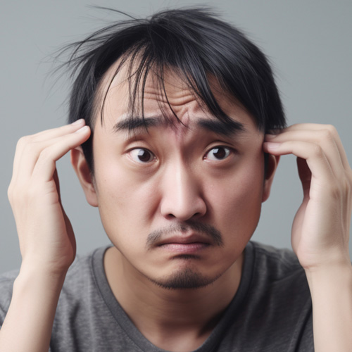 前髪がスカスカの男性の写真