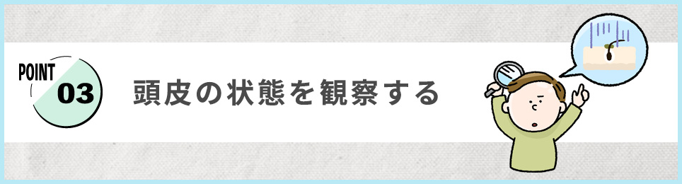3. 頭皮の状態を観察する
