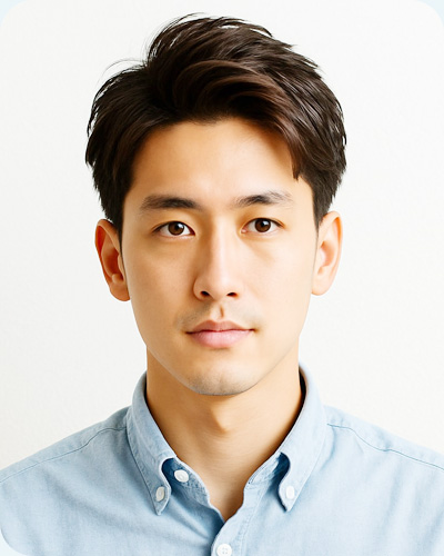 七三分けの男性の写真